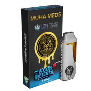 Muha Meds Sour Diesel (Sativa): Disposable Vape – 1 Gram Live Resin