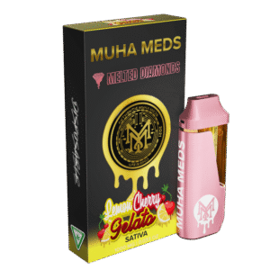Muha Meds Lemon Cherry Gelato (Sativa): Disposable Vape – 1 Gram Melted Diamonds  0 Reviews